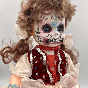 OOAK Art Doll Day of the Dead 16&quot; Doll Oddity Reborn Creepy Weird Original