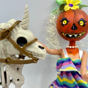 Barbie Pumpkin Head Art Doll Halloween Decoration Creepy Scary OOAK! I