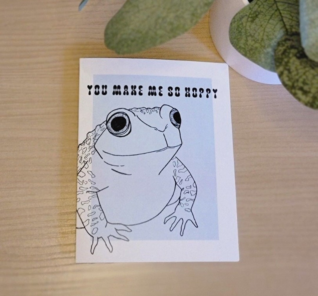 Frog Card | Bullfrog Drawing | Valentine's Day | Gift | Greeting Card ...