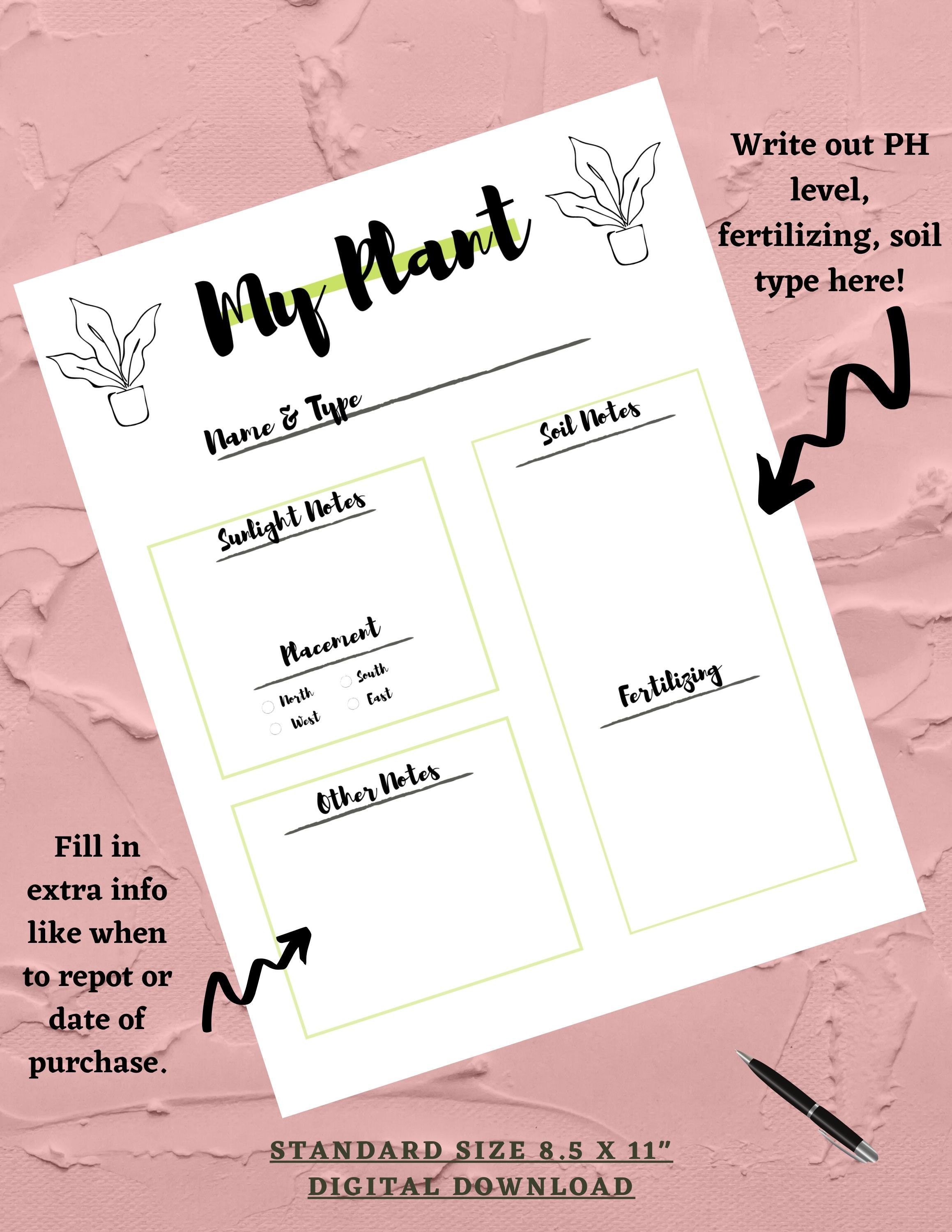 Plant Care Guide - Printable Plant Note Tracker - Etsy