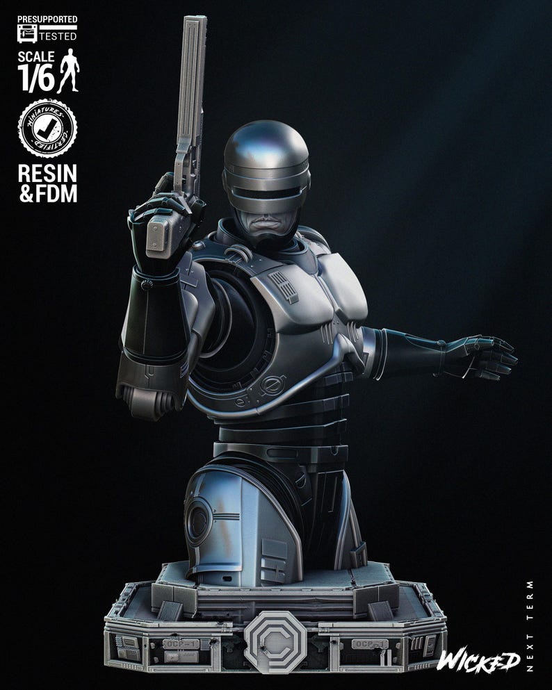 Robocop Bust - 3D Printed Kit – 1/8 Scale - Fan Art - Etsy UK