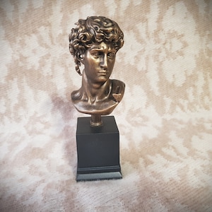 David Bust resin model on pedestal, Bronze Effect, Home Decoration