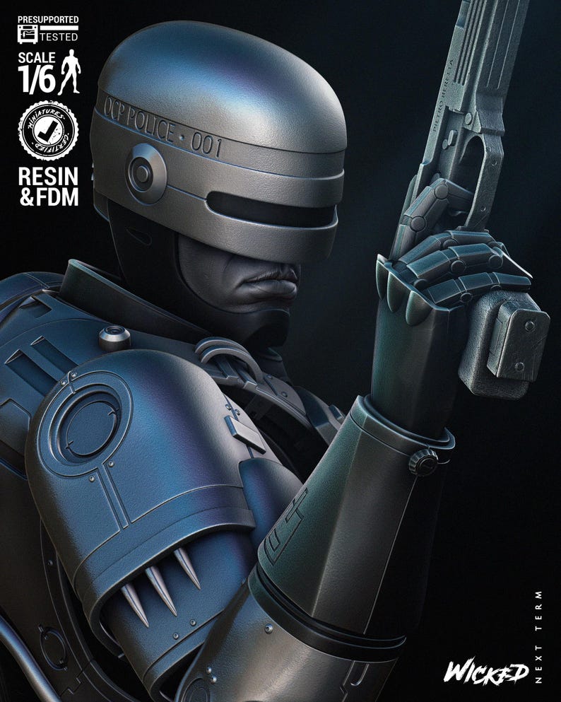 Robocop Bust - 3D Printed Kit – 1/8 Scale - Fan Art - Etsy UK