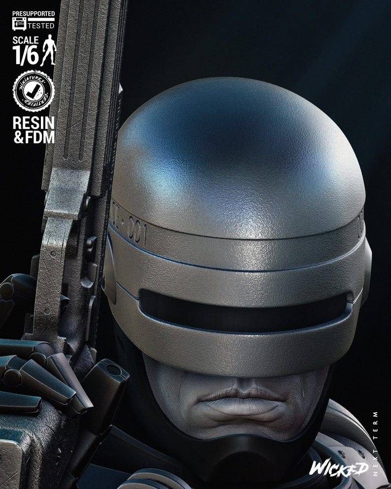 Robocop Bust - 3D Printed Kit – 1/8 Scale - Fan Art - Etsy UK