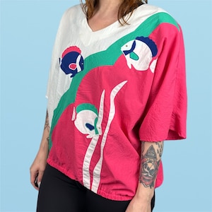 Vintage 90s windbreaker tropical underwater fish shirt - M
