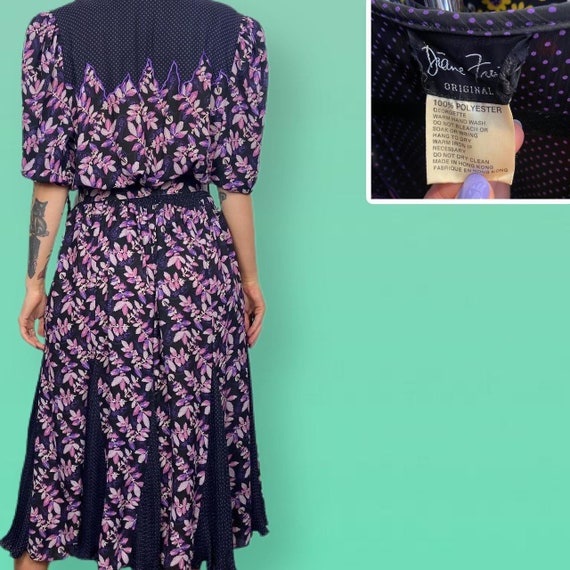 Vintage 80s Diane Fries maxi dress In purple flor… - image 3