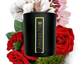 Rosey Woodlands Scented Candle | Vegan Soy Wax, Wood Wick