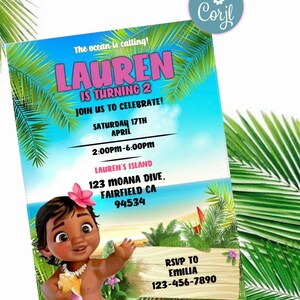 Moana Editable Birthday Invitation | Digital | Personalize | Download or Print