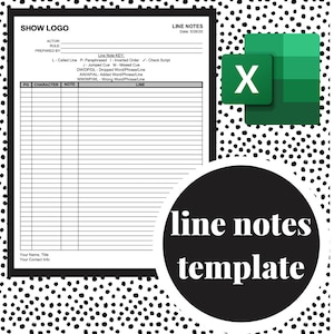 Stage Management Line Notes Excel Template