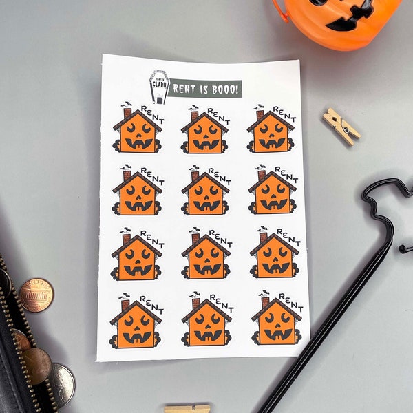 Spooky Home Rent Reminder Sticker Sheet Budget Planner Journal Calendar Reminders Tasks