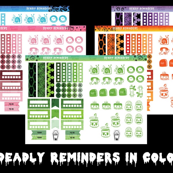 Planner Reminders Sticker Sheets Deadly Reminders Goth Planner Stickers