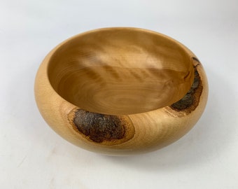 Cuenco de madera de haya, cuenco de exhibición único girado a mano