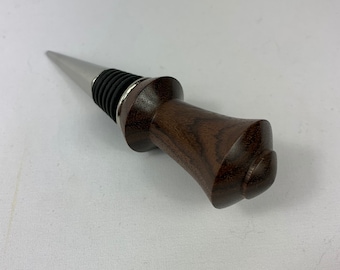 Tapón de vino de palisandro de la India oriental torneado a mano, acero inoxidable