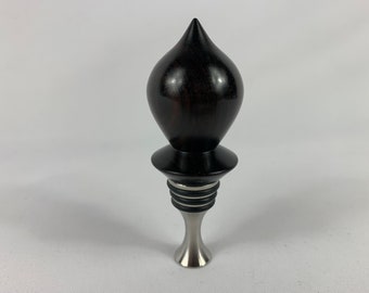 Tapón de vino de madera negra africana y acero inoxidable