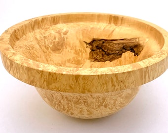 Cuenco de madera de arce negundo, arce de Manitoba, con inclusión de corteza