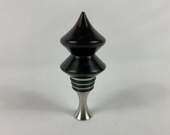 Tapón de vino de madera negra africana y acero inoxidable