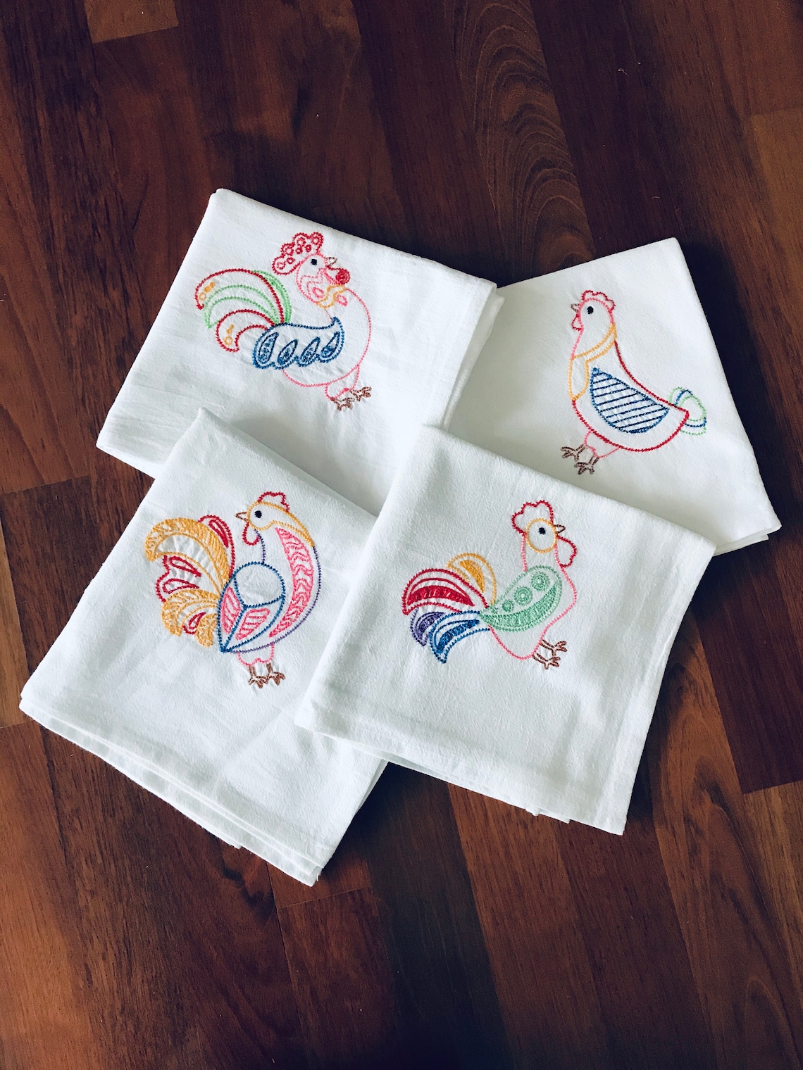 Chicken Embroidered Kitchen Towel Embroidered Towel Etsy