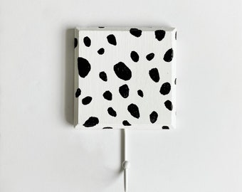 Hand Painted Dalmatian Print Wooden Wall Hook: Animal Decor