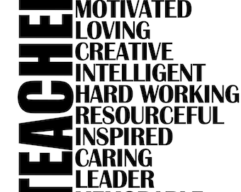Teacher Qualities PNG, Teacher Appreciation, Cut Files (Digital Download)