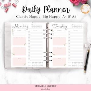 Daily planner. Classic Happy Planner, Big Happy Planner, A4 & A5. Printable planner. Planner Inserts. GoodNotes Planner. Instant download.