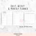 Daily planner. Weekly planner. Monthly planner. Printable planner. Planner Inserts. Planner set. A4, A5, & US Letter. Instant download.