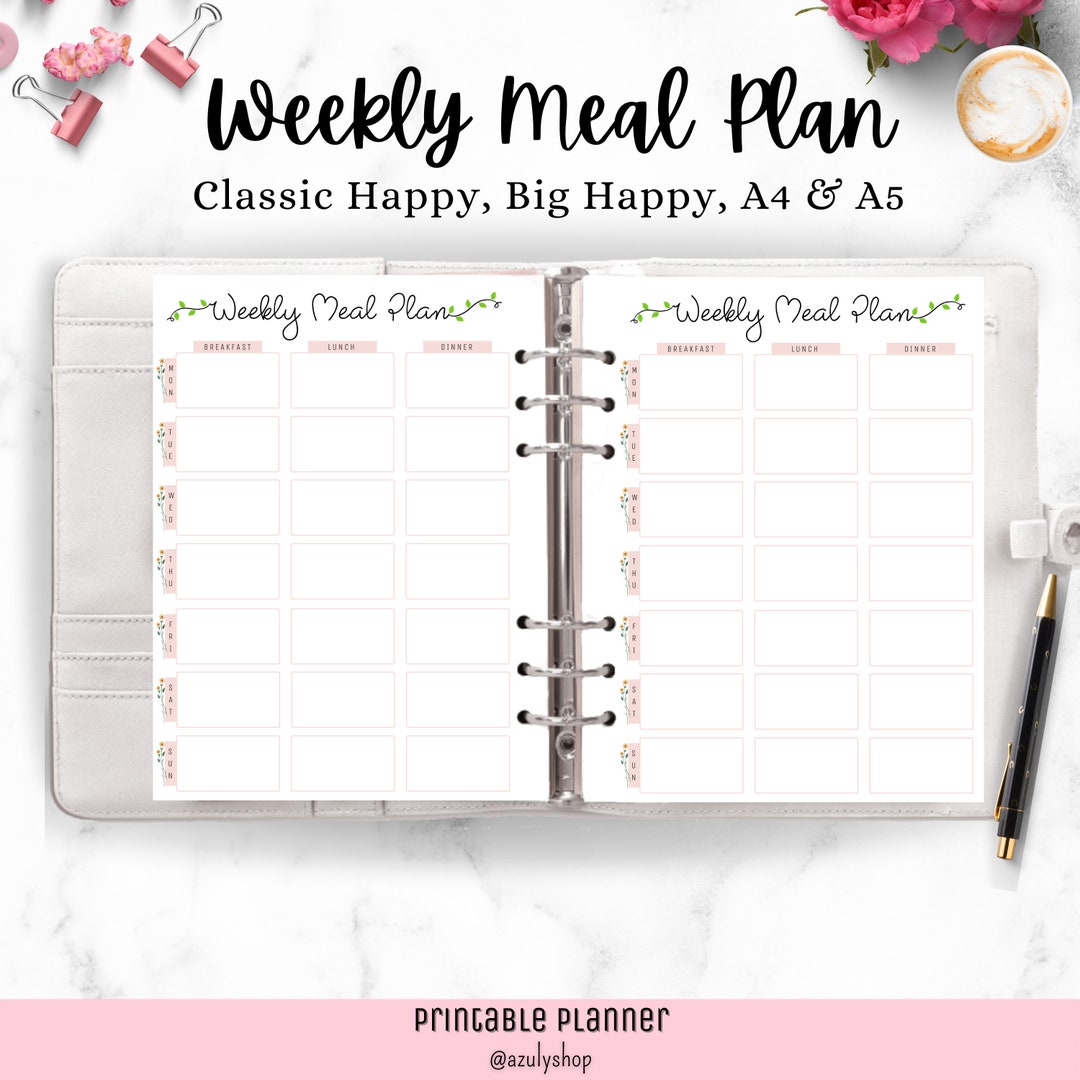 Weekly Meal Planner. Classic Happy Planner Big Happy Planner - Etsy