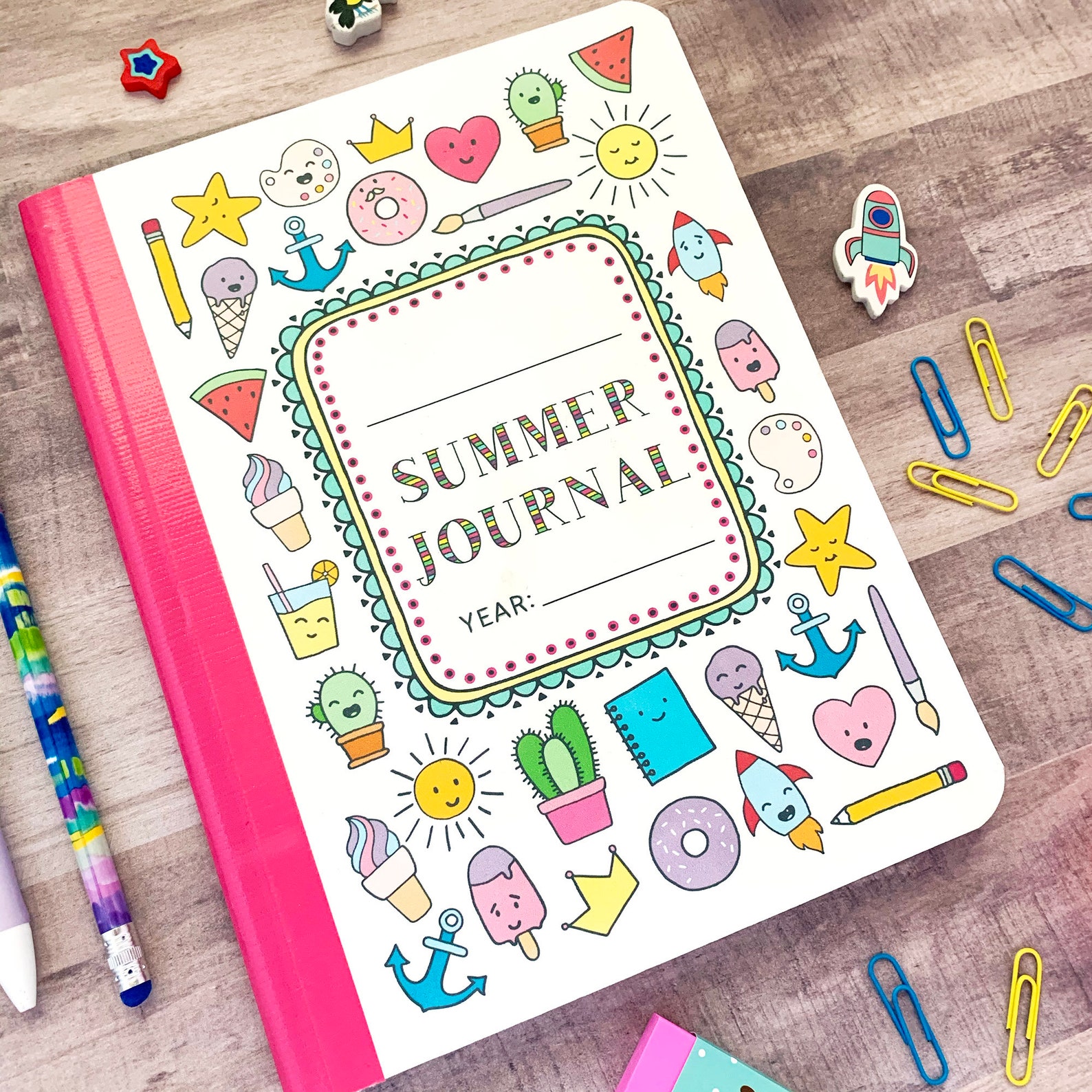 Kids Summer Printable Journal Cover & Writing Prompts Etsy