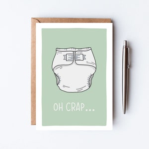 Carte de naissance, Carte de bébé Oh merde, Carte de couche, Carte de grossesse, Carte de célébration de grossesse, Carte de félicitations pour le nouveau-né, Carte de couche drôle
