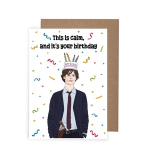 Carte d'anniversaire sur le thème Esprits criminels, carte drôle, carte d'anniversaire Spencer Reid, carte d'anniversaire docteur Reid, carte inspirée d'une scène calme