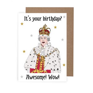 Tarjeta de cumpleaños de Hamilton, divertida tarjeta de cumpleaños del rey Jorge, inspirada en Jonathan Groff, tarjeta de cumpleaños A6 de teatro musical
