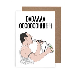 Tarjeta del Día del Padre inspirada en Freddie Mercury, Tarjeta divertida para papá, Tarjeta del Día del Padre con temática musical de Queen, Tarjeta A6 con temática de rock and roll para papá