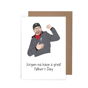 Tarjeta del Día del Padre de Jürgen Klopp, Tarjeta del Día del Padre con temática de fútbol del Liverpool, Tarjeta de aficionado del Liverpool para papá, Tarjeta divertida para papá, Tarjeta para abuelo