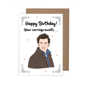 Tarjeta de cumpleaños inspirada en Colin Bridgerton, tarjeta divertida, cumpleaños inspirado en Bridgerton, tarjeta de Luke Newton, regalo inspirado en la escena del paseo en carruaje