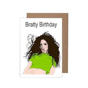 Tarjeta de cumpleaños de Charli XCX, tarjeta de cumpleaños de Brat, tarjeta de cumpleaños de Bratty, tarjeta de cumpleaños divertida A6, 365, Apple, Brat Summer