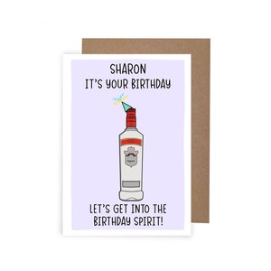 Tarjeta de cumpleaños de vodka, tarjeta de espíritu de cumpleaños personalizada, tarjeta de cumpleaños número 18, tarjeta de cumpleaños alcohólica, tarjeta para él, tarjeta para ella