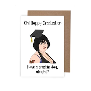 Tarjeta de graduación de Gavin y Stacey, tarjeta de celebración temática de Nessa, tarjeta de graduación del día del cracking, tarjeta divertida de Nessa, tarjeta de graduación divertida A6