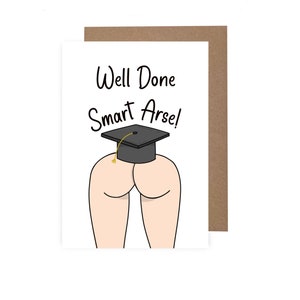 Tarjeta de culo inteligente bien hecho, tarjeta de felicitaciones, tarjeta de graduación universitaria, tarjeta de graduación divertida, tarjeta de egreso de la escuela, resultados de exámenes