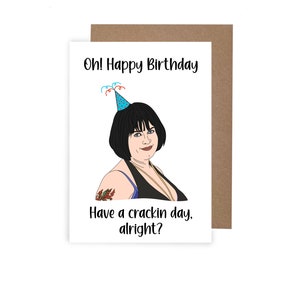 Tarjeta de cumpleaños de Gavin y Stacey, tarjeta de cumpleaños con temática de Nessa, tarjeta de cumpleaños "Día de las grietas", tarjeta divertida de Nessa, tarjeta de cumpleaños divertida A6