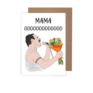 Tarjeta del Día de la Madre inspirada en Freddie Mercury, Tarjeta divertida para mamá, Tarjeta del Día de la Madre con temática de Queen Music, Tarjeta A6 con temática de Rock and Roll para mamá