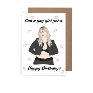 Carte d'anniversaire inspirée de Renee Rapp, carte d'anniversaire SNL Mean Girls, carte LGBTQ, anniversaire de la culture pop, carte A6