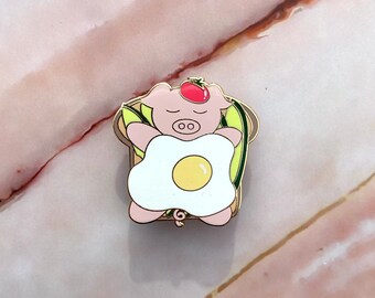 Avocado Pig Pin, Toast pin, Pig Pin, Breakfast Pin