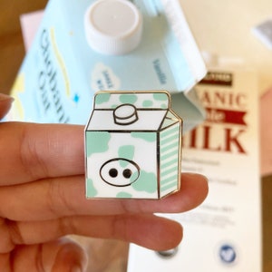 Milk Carton Enamel Pin, Milk Pin