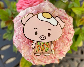 Breakfast Piggy Enamel Pin, Cute Pin