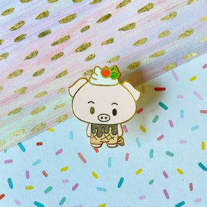 Ice Cream Piggy Enamel Pin, Pin, Ice Cream, Dessert Pin