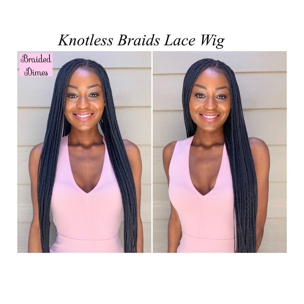 Braided wig with beads/ box braids / with closure/ 14 inches –  HouseOfSarah14