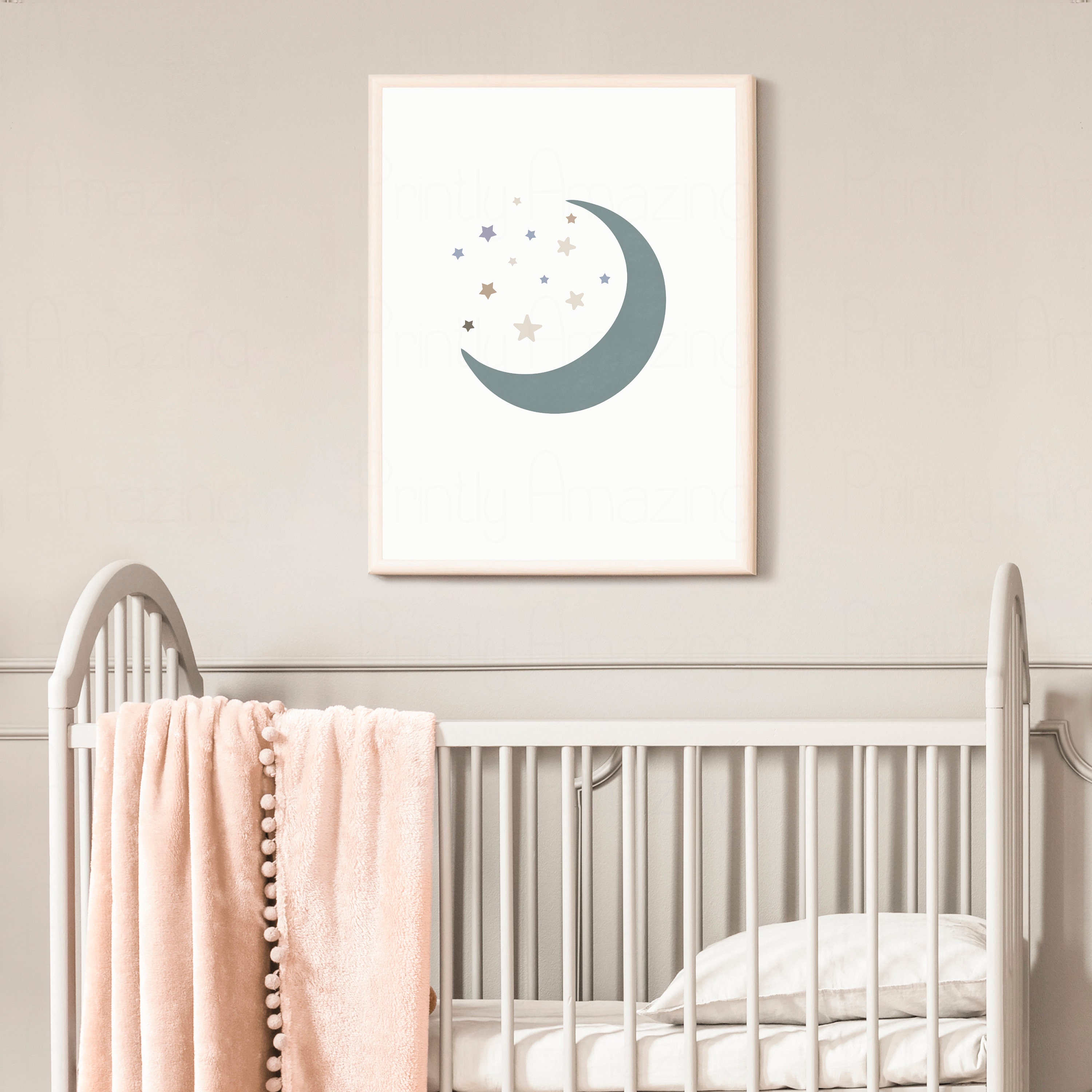Twin Nursery Wall Art Twin Wall Art Moon and Stars Nursery Etsy