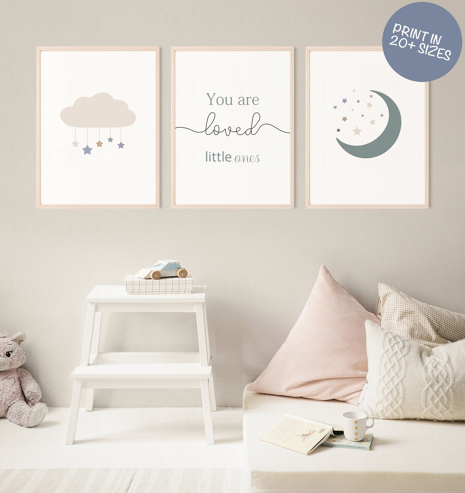 Twin Nursery Wall Art Twin Wall Art Moon and Stars Nursery Etsy