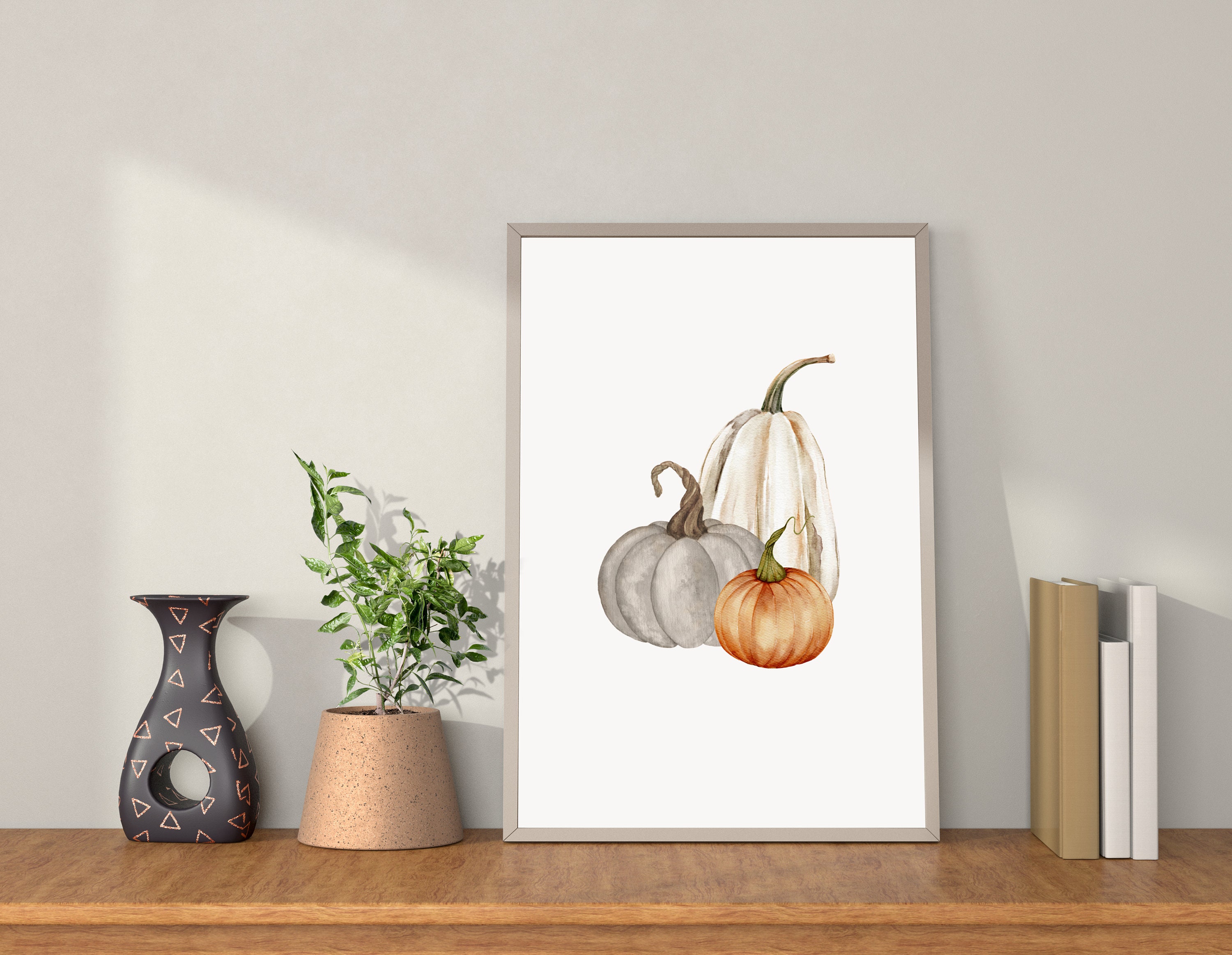 Pumpkin Printable Wall Art Pumpkin Watercolor Painting Fall - Etsy