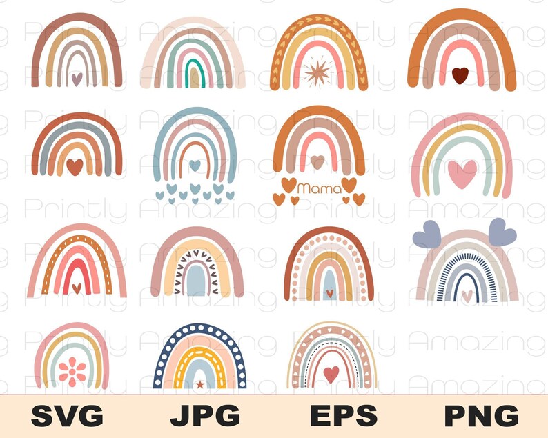 15 Boho Rainbow Svg Bundle Rainbow Eps Rainbow Png Rainbow Jpg Boho Svg ...