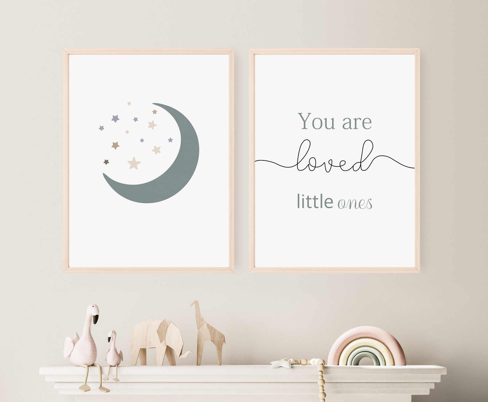 Twin Nursery Wall Art Twin Wall Art Moon and Stars Nursery Etsy